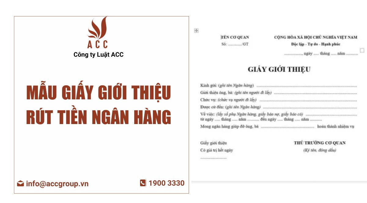 Mẫu giấy giới thiệu rút tiền ngân hàng