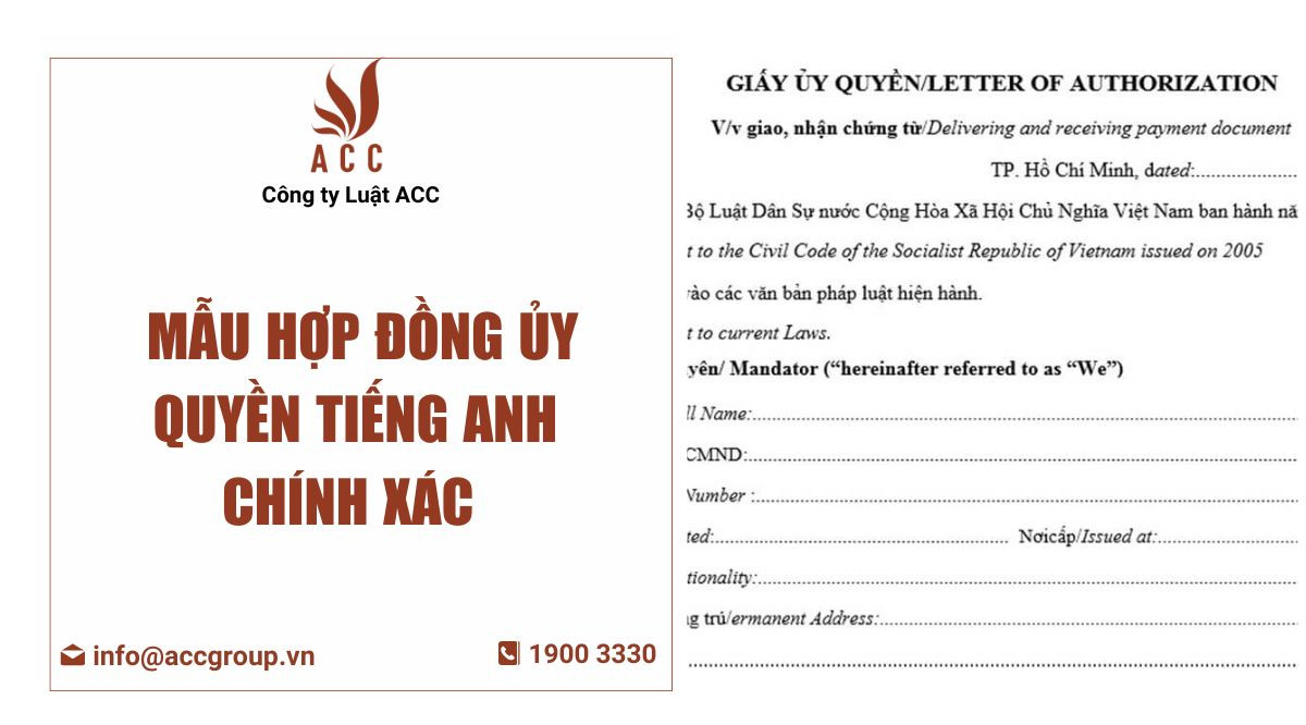 Mẫu hợp đồng ủy quyền tiếng Anh chính xác 