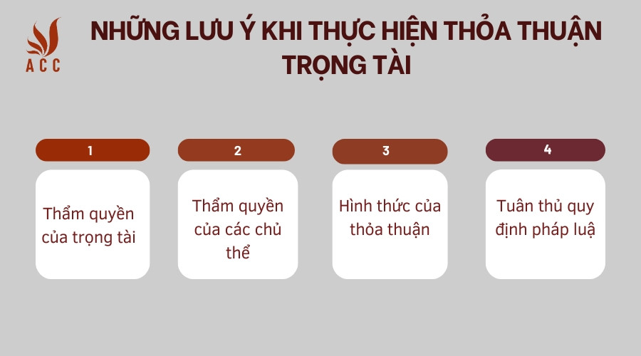 Những lưu ý khi thực hiện thỏa thuận trọng tài