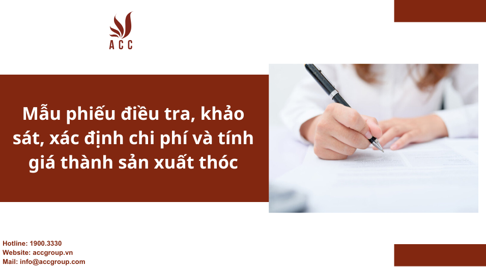 Mẫu phiếu điều tra, khảo sát, xác định chi phí và tính giá thành sản xuất thóc