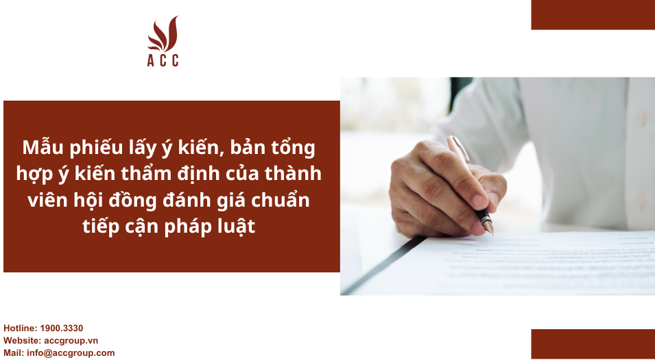 Mẫu phiếu lấy ý kiến, bản tổng hợp ý kiến thẩm định của thành viên hội đồng đánh giá chuẩn tiếp cận pháp luật