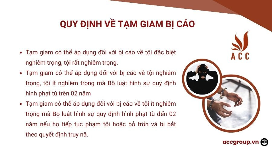 Quy định về tạm giam bị cáo