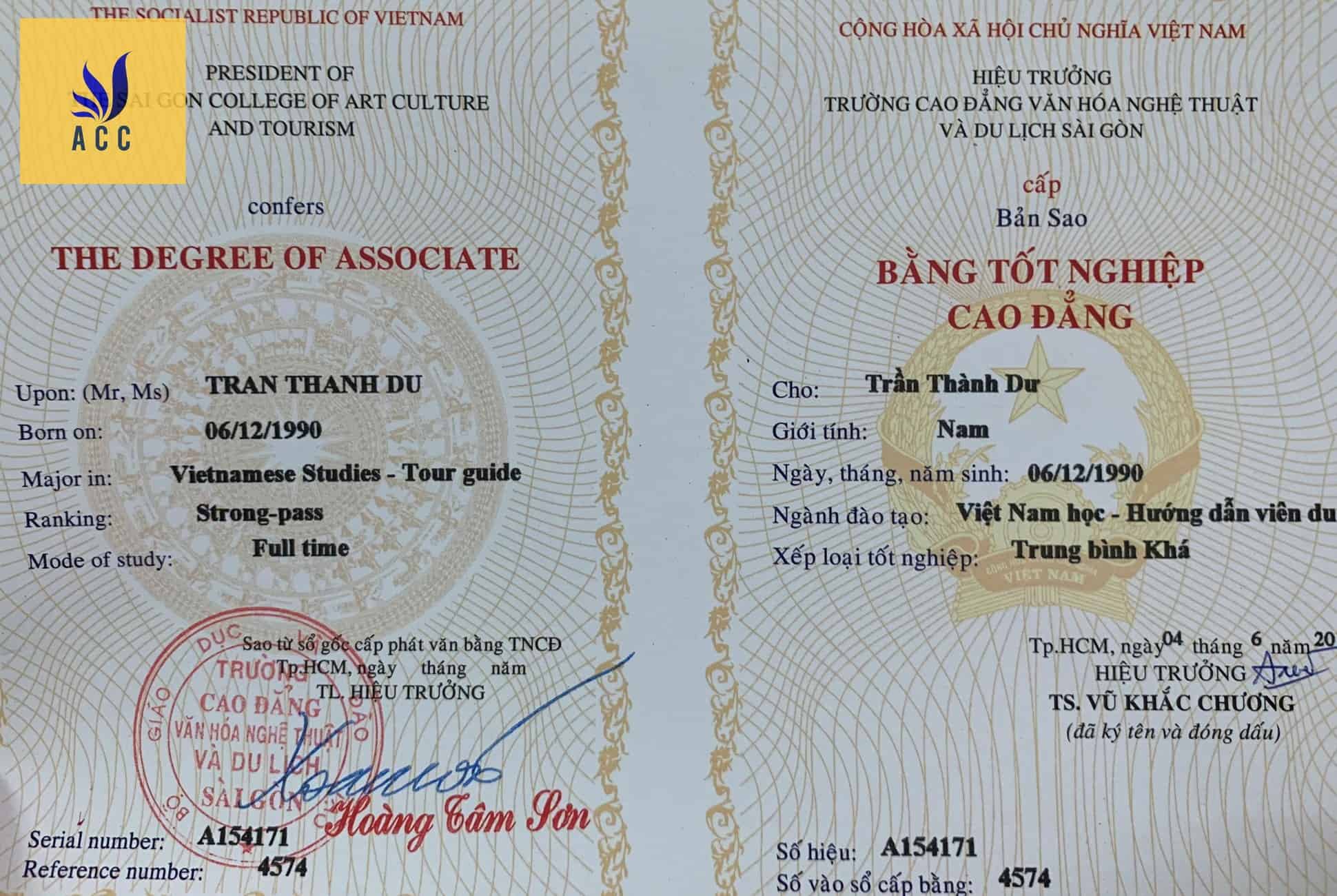 Bằng cấp liên quan đến du lịch theo các chuyên ngành bên dưới