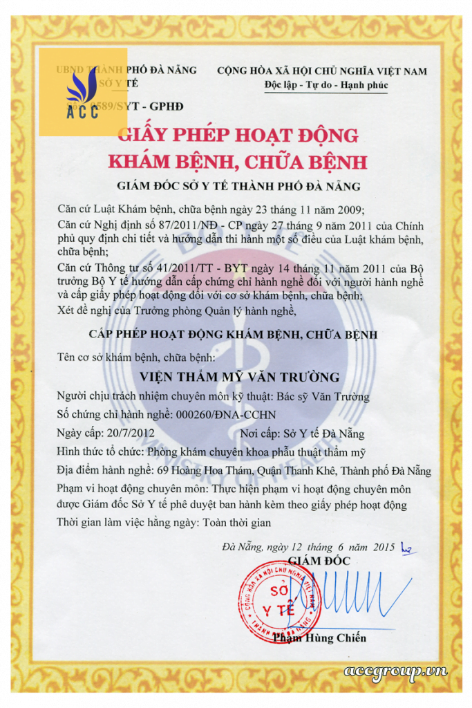 Dịch vụ làm giấy phép hoạt động phòng khám đa khoa