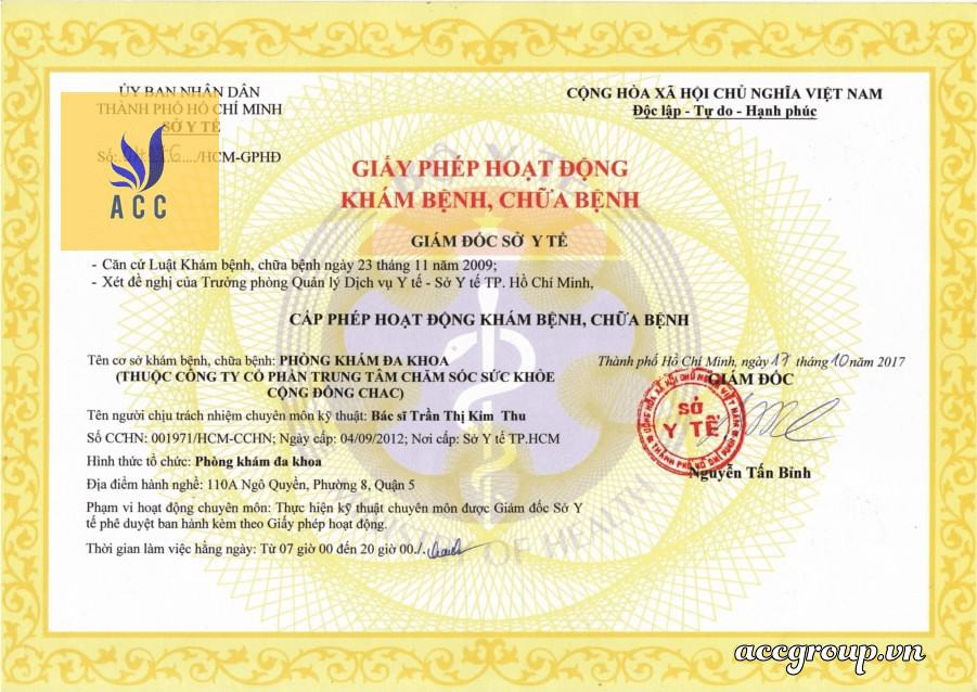 Giấy phép hoạt động phòng khám đa khoa tại tphcm