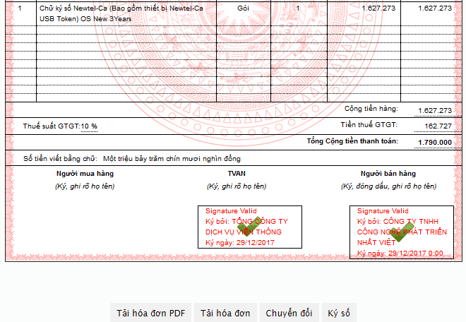 In và tải hóa đơn điện tử VNPT sau khi tra cứu