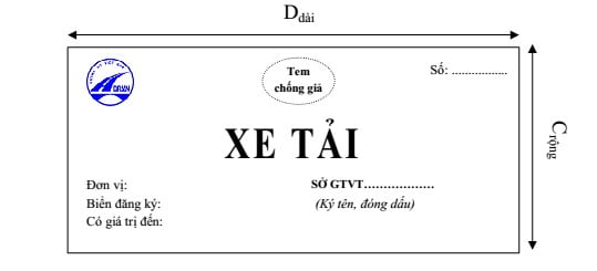 Mẫu phù hiệu xe tải được quy định tại Phụ lục 26 thông tư 63/2014/TT-BGTVT