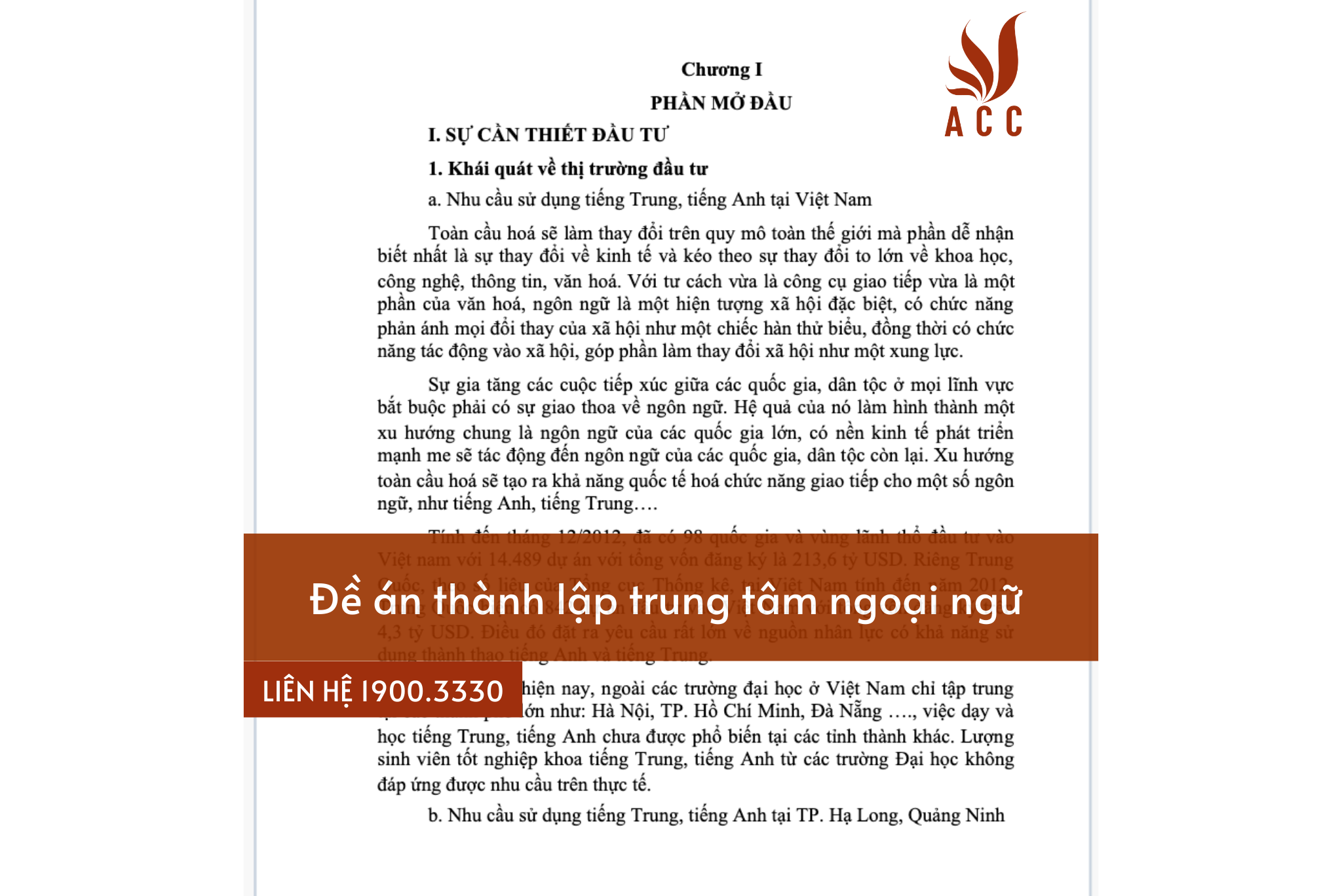 Đề án thành lập trung tâm ngoại ngữ