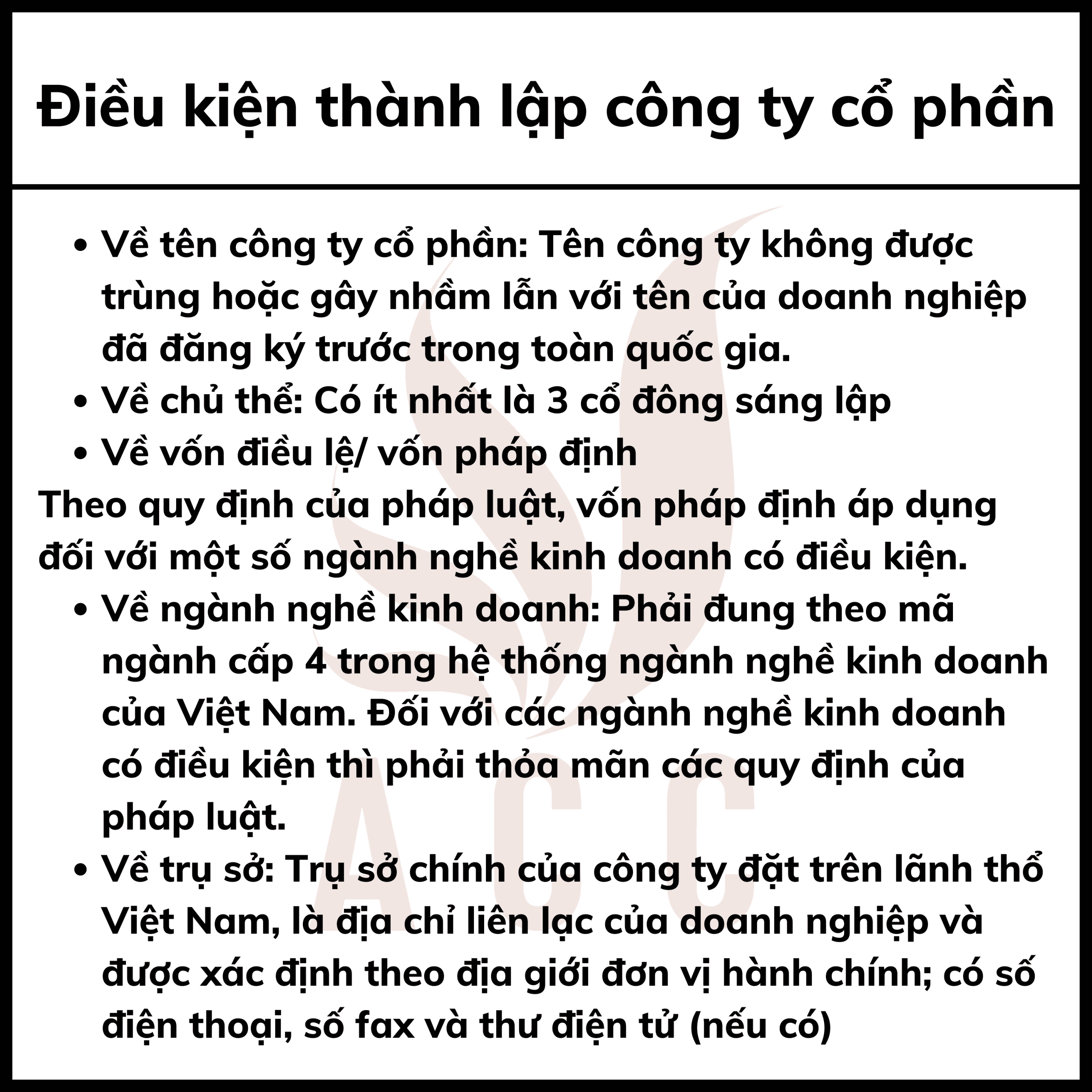 Điều Kiện Thành Lập Công Ty Cổ Phần