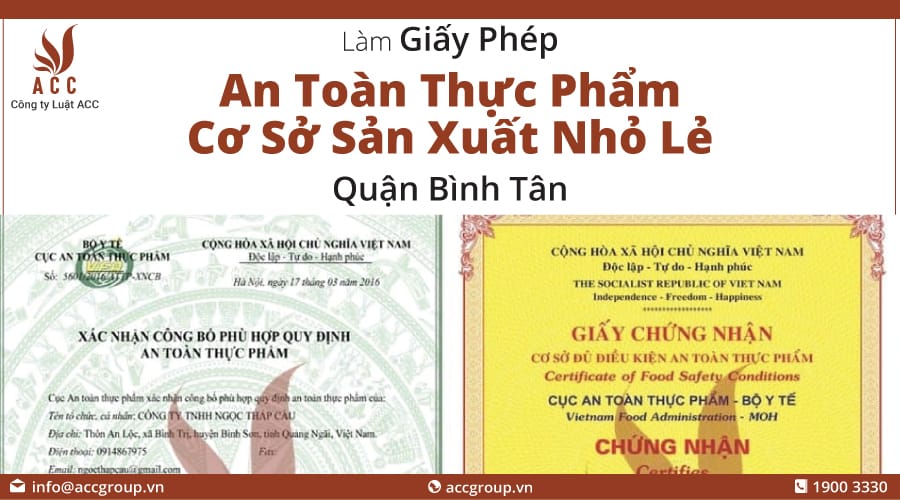 Làm Giấy An Toàn Thực Phẩm Cơ Sở Sản Xuất Nhỏ Lẻ Quận Bình Tân