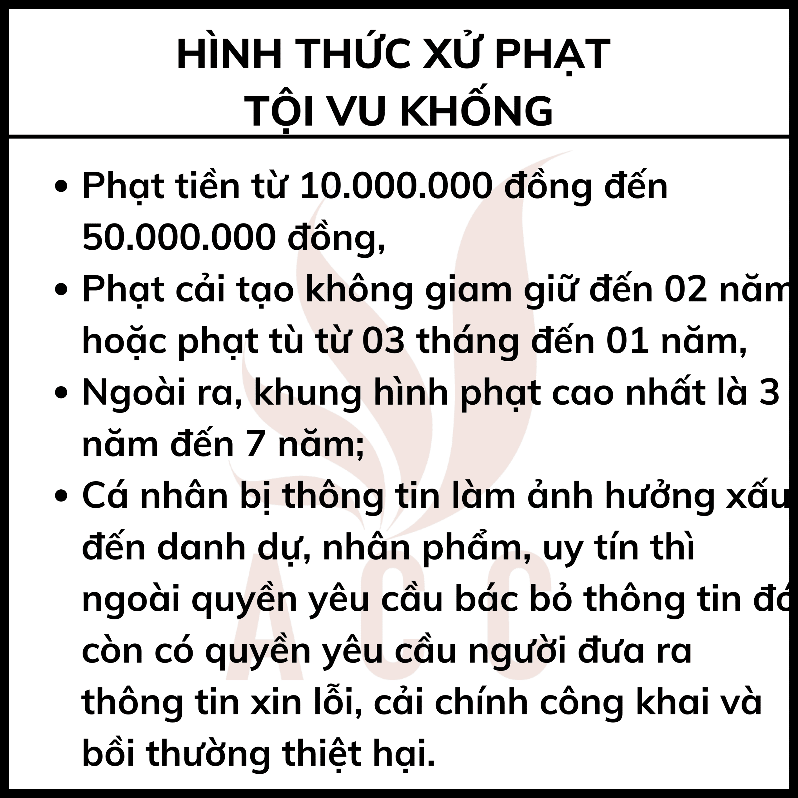 Hình Thức Xử Phạt Tội Vu Khống