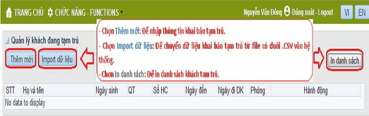 Chọn để đăng ký tạm trú online