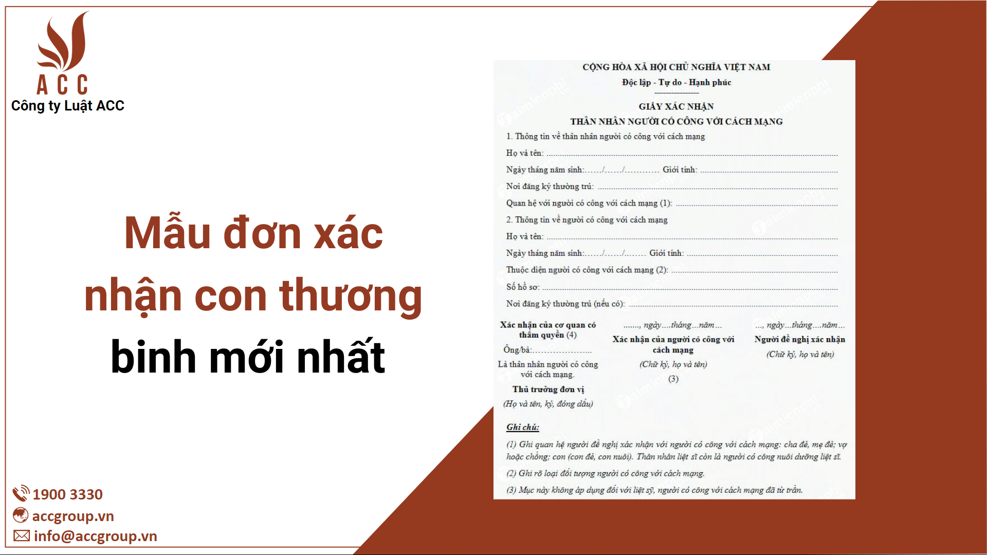 Mẫu đơn xác nhận con thương binh mới nhất 