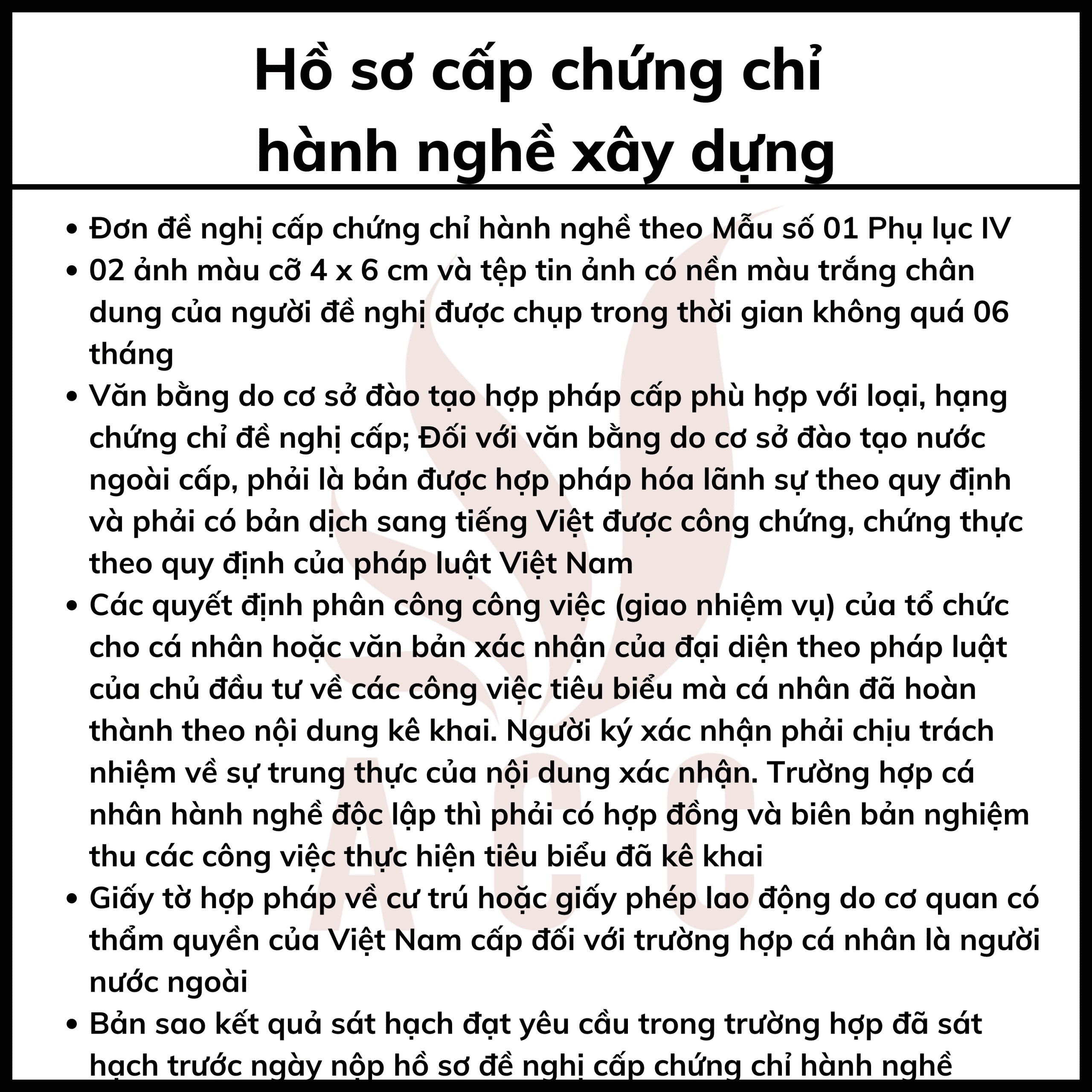 Hồ Sơ Cấp Chứng Chỉ Hành Nghề Xây Dựng