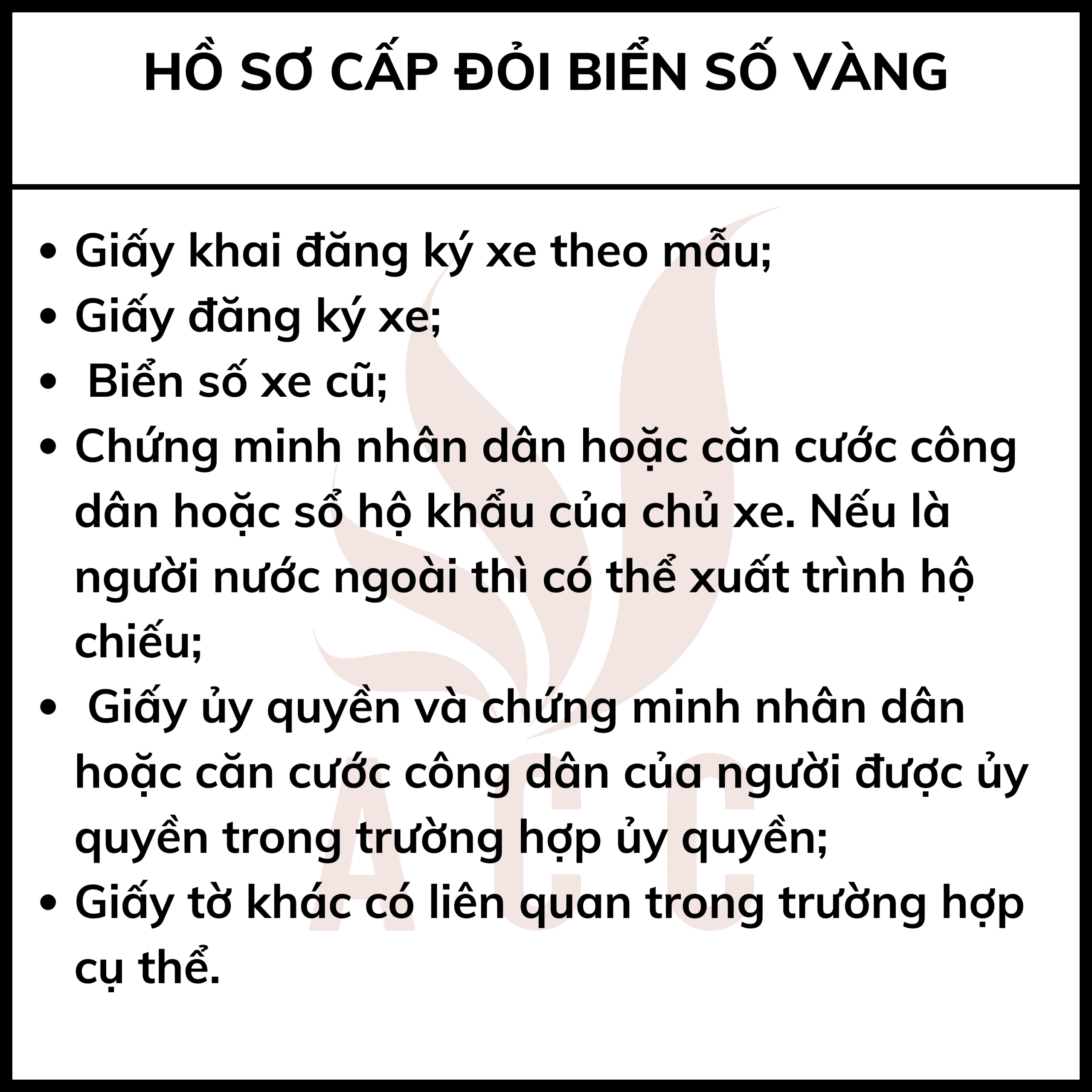 Hồ Sơ đăng Ký Thủ Tục đổi Biển Số Vàng  Công Ty Luật Acc