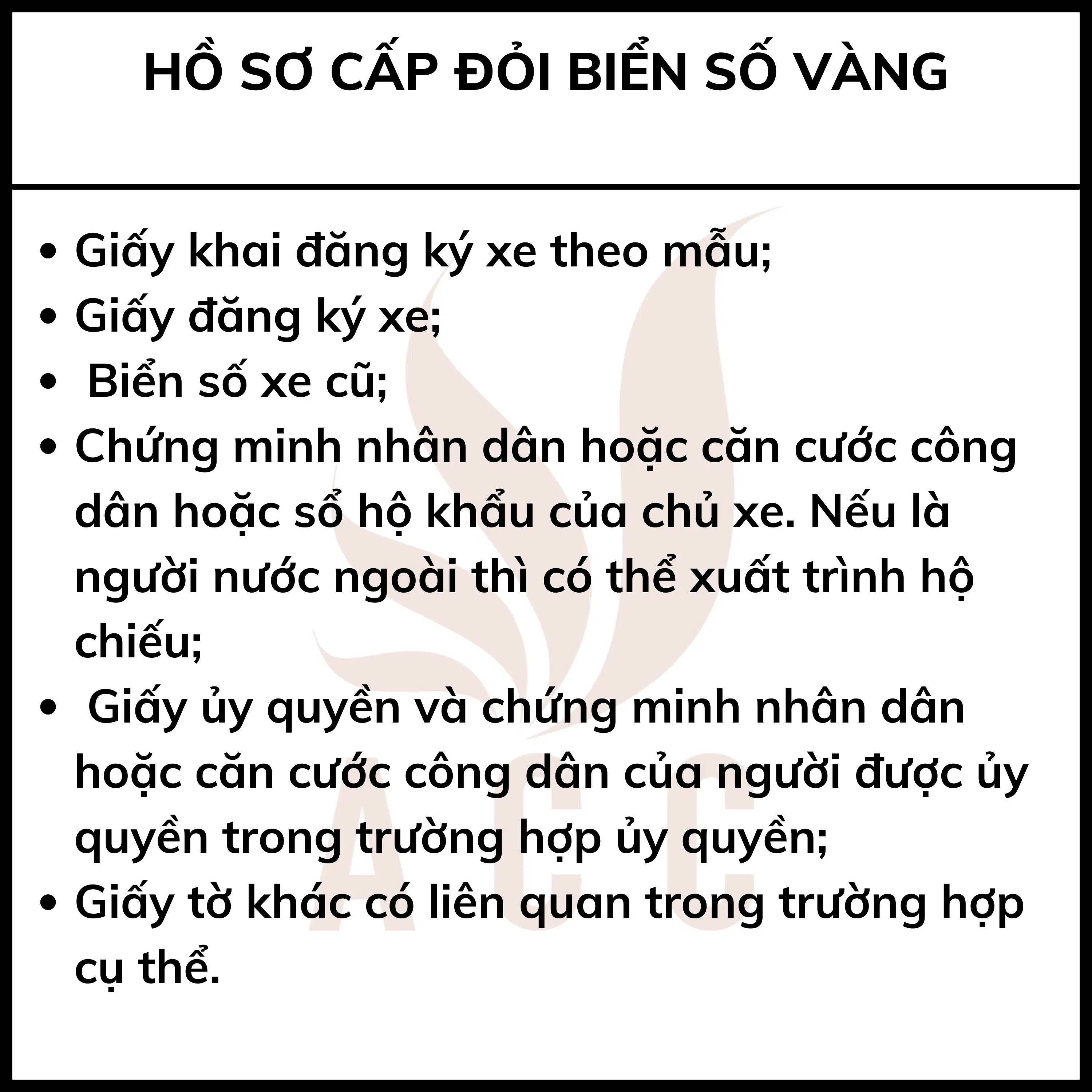 Hồ Sơ đăng Ký Thủ Tục đổi Biển Số Vàng Công Ty Luật Acc