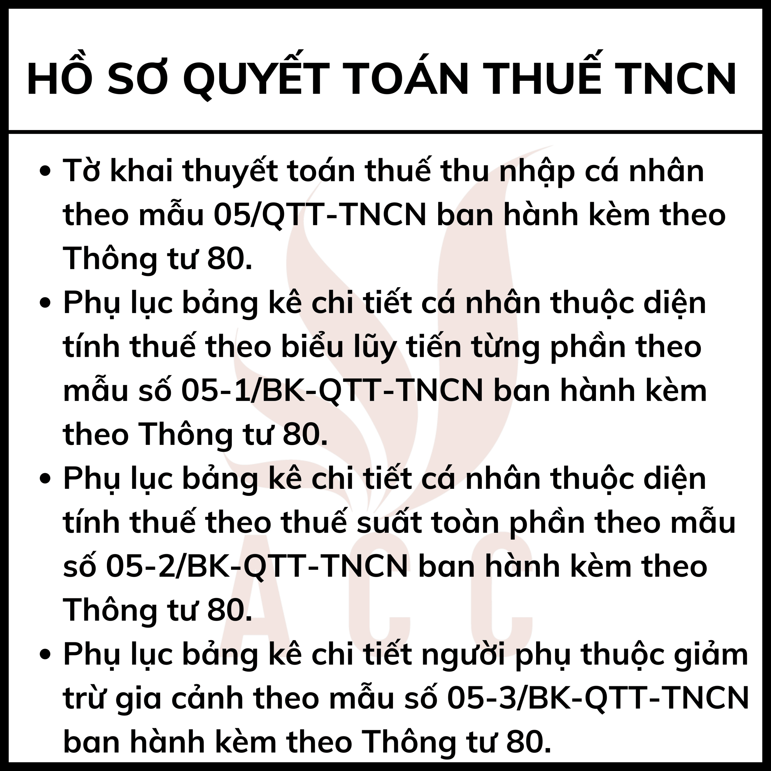 Hồ Sơ Quyết Toán Thuế Thu Nhập Cá Nhân