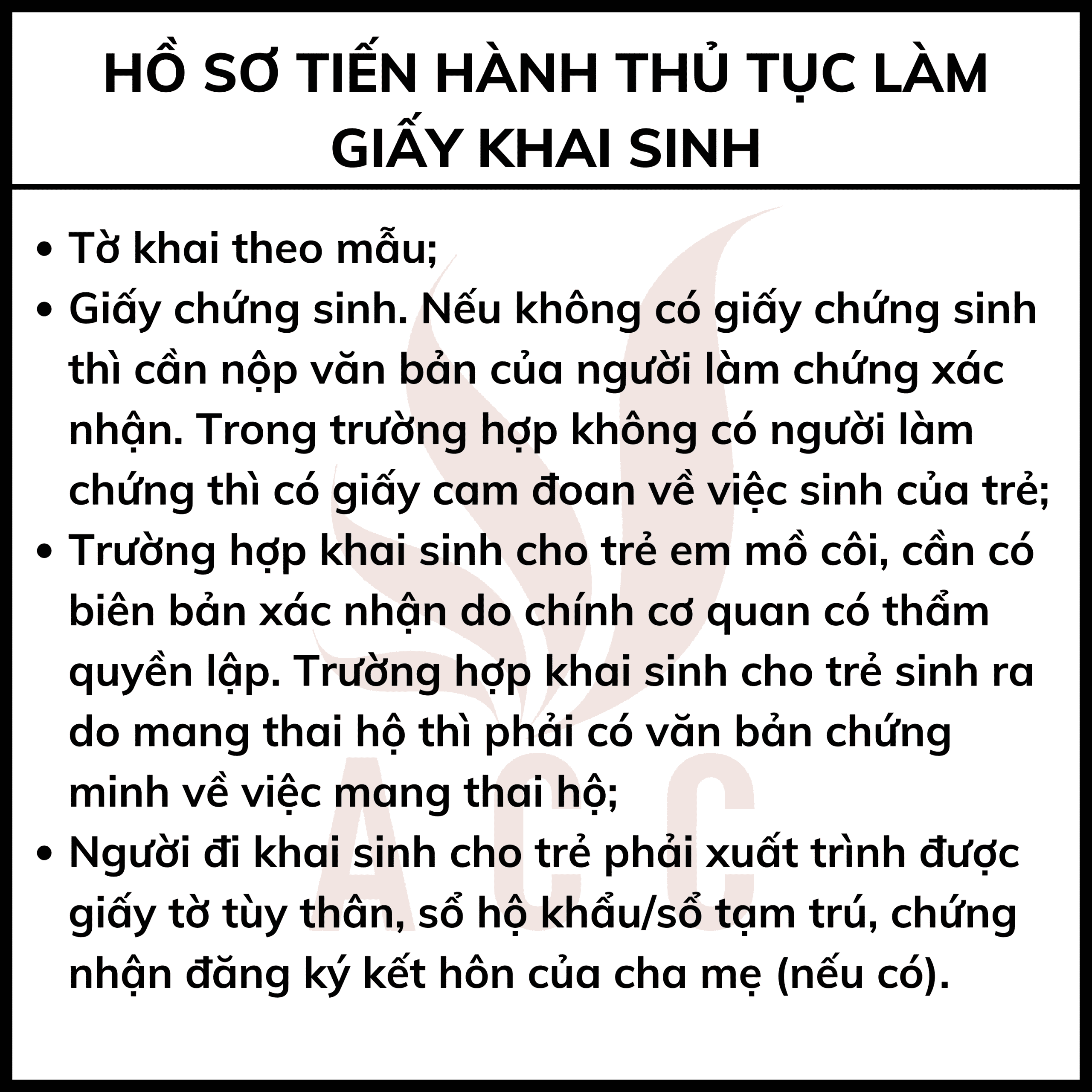 Hồ Sơ Tiến Hành Thủ Tục Làm Giấy Khai Sinh  Công Ty Luật Acc