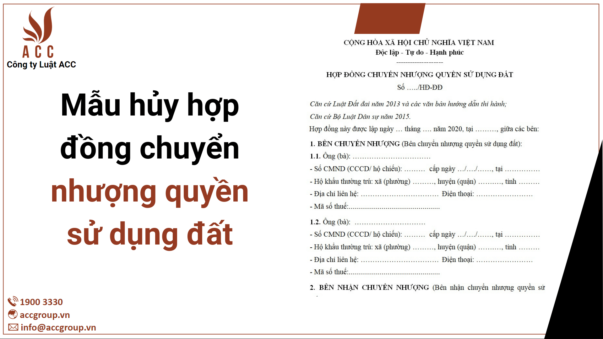 Mẫu hủy hợp đồng chuyển nhượng quyền sử dụng đất