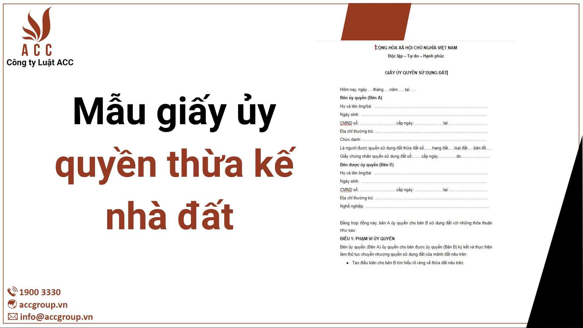 Mẫu giấy ủy quyền thừa kế nhà đất