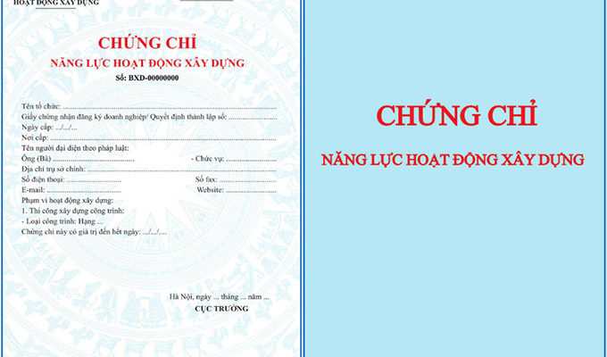 thủ tục xin cấp chứng chỉ năng lực xây dựng