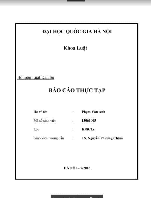 Báo cáo thực tập đại học luật