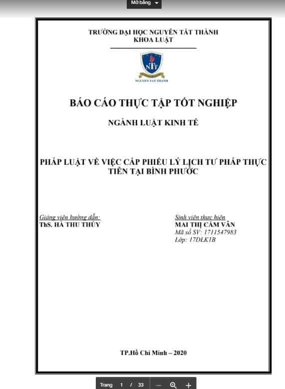 Báo cáo thực tập đại học luật