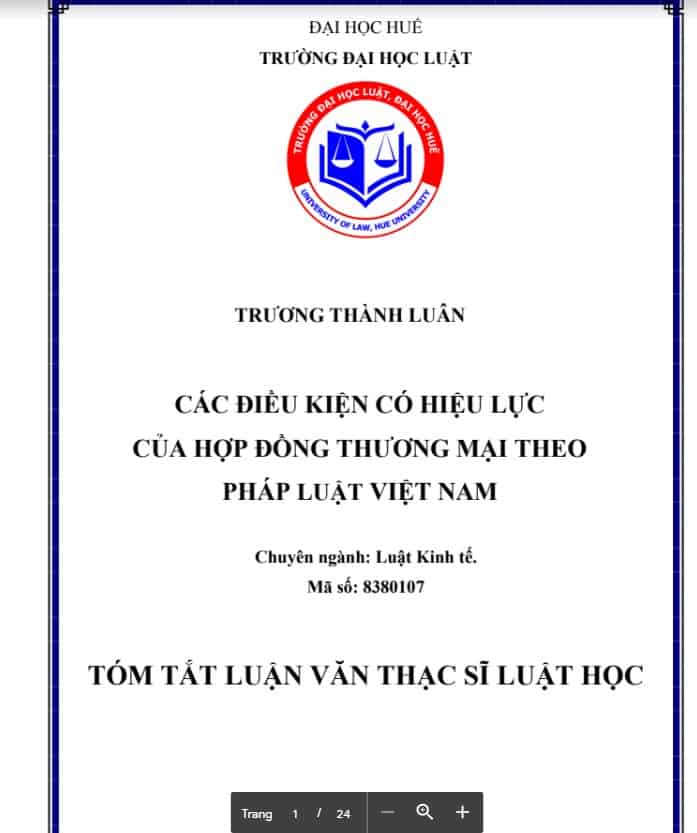 Các điều kiện có hiệu lực của hợp đồng thương mại theo pháp luật Việt Nam