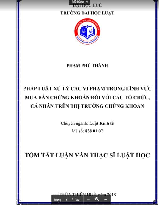 Pháp luật xử lý vi phạm trong lĩnh vực mua bán chứng khoán