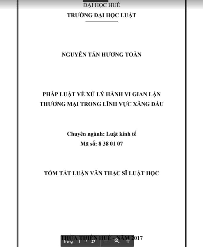 Pháp luật về xử lý hành vi gian lận thương mại trong lĩnh vực xăng dầu