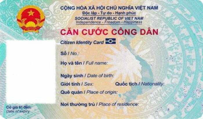 Căn Cước Công Dân Gắn Chíp Mặt Trước