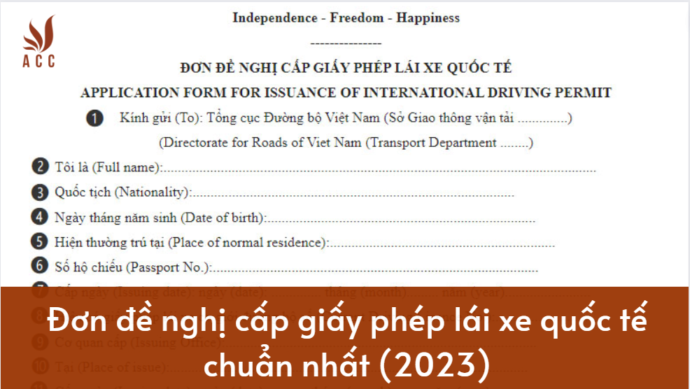 Đơn đề nghị cấp giấy phép lái xe quốc tế chuẩn nhất (2023)