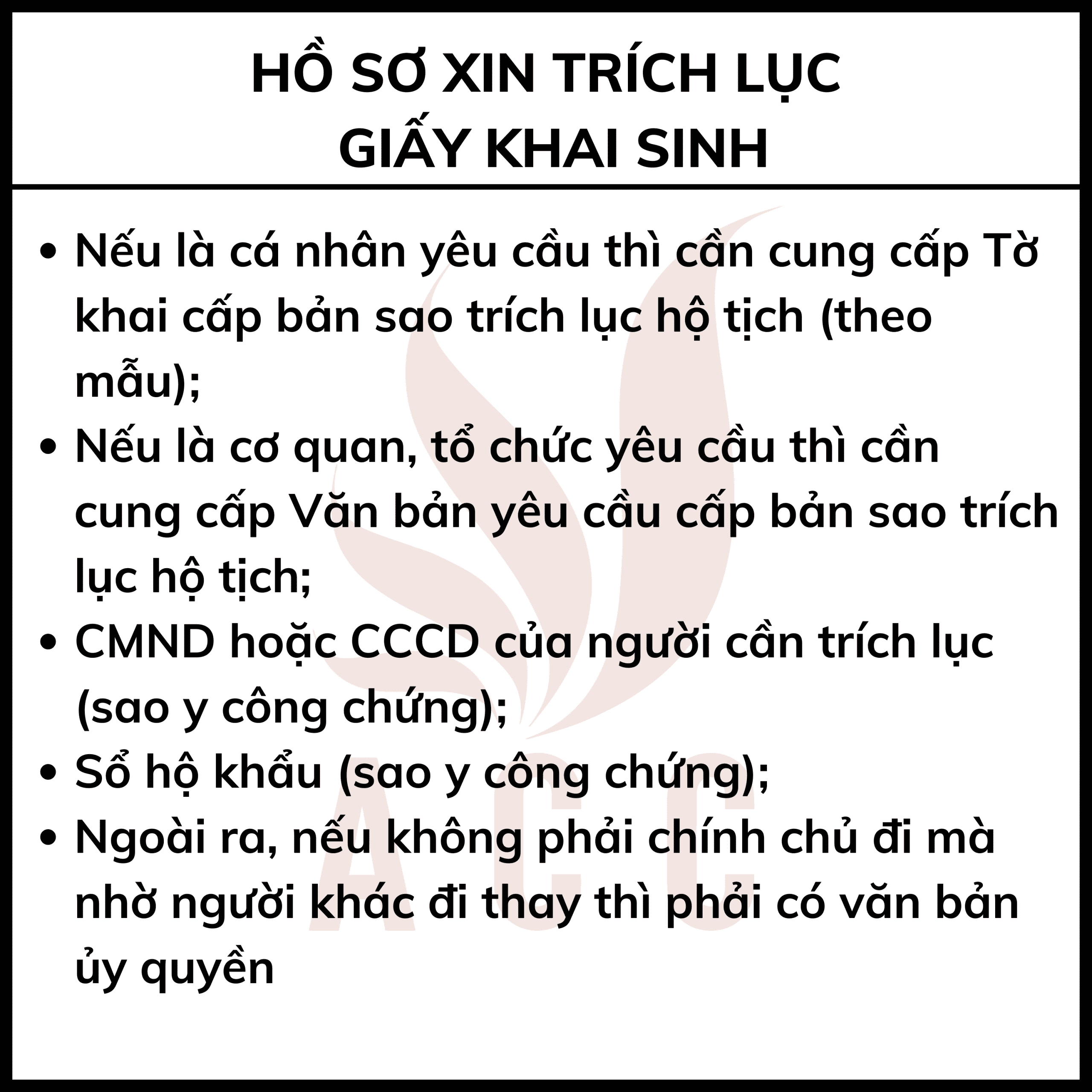 Hồ Sơ Xin Trích Lục Giấy Khai Sinh Công Ty Luật Acc