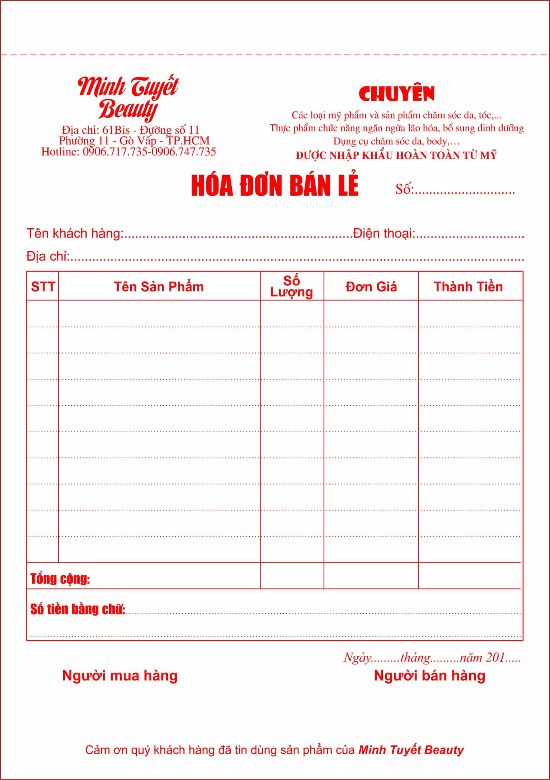 Hóa đơn Bán Lẻ Dưới 200 Nghìn
