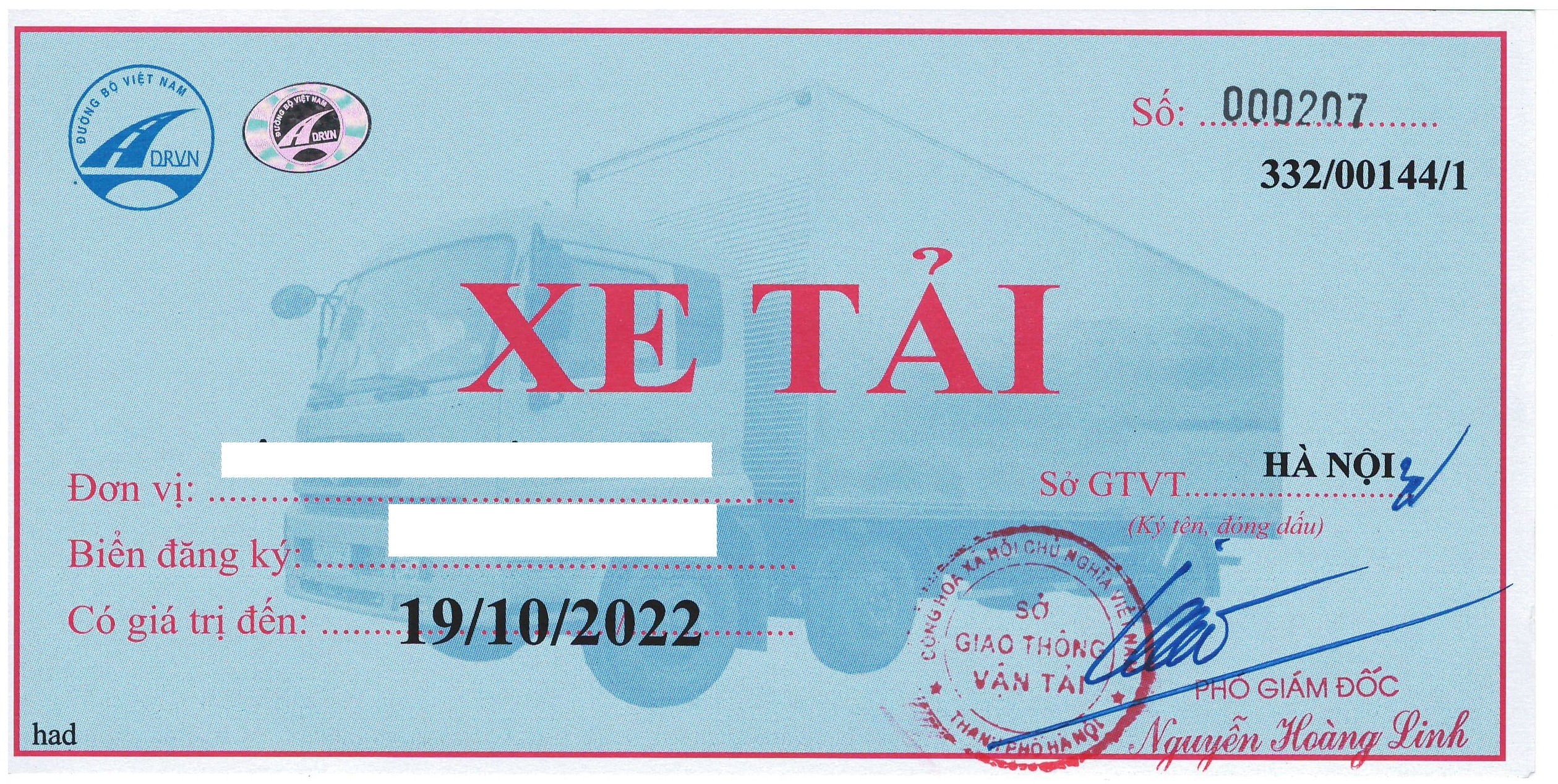 Phù Hiệu Xe Tải Hết Hạn