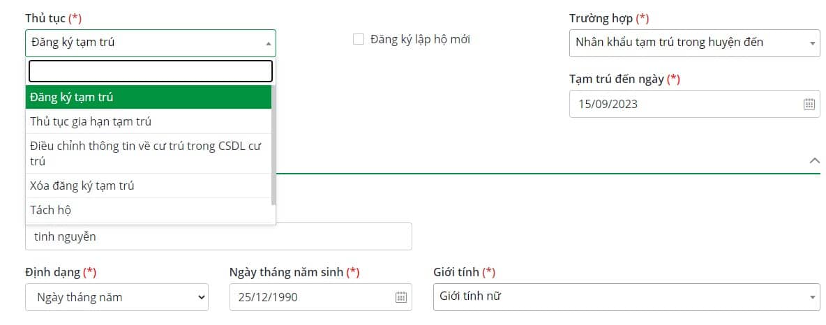 đăng ký tạm trú online Hưng Yên
