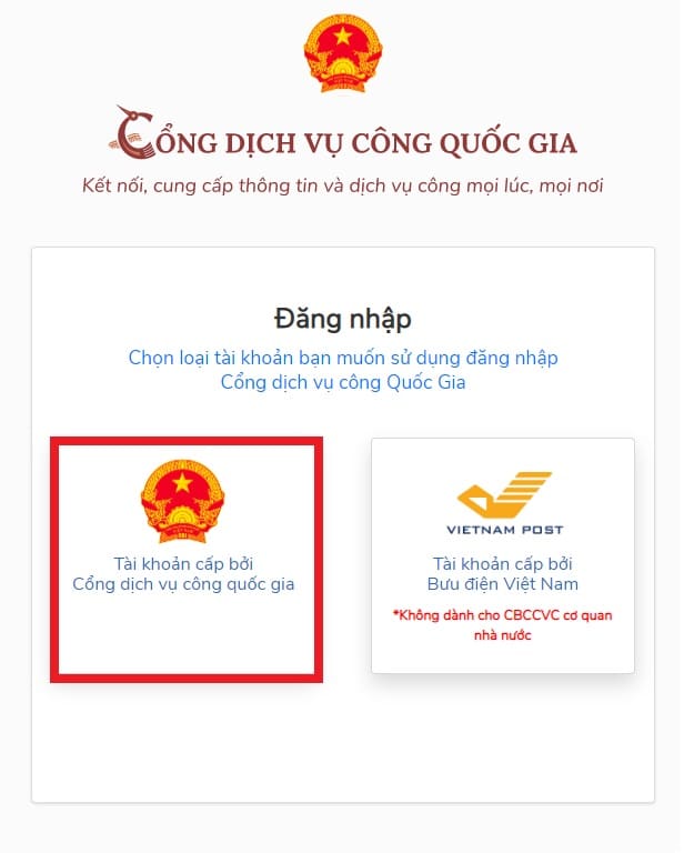 Đăng ký tài khoản Cổng dịch vụ công Quốc gia