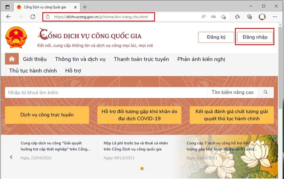 Cách đổi Mật Khẩu Trên Dịch Vụ Công Quốc Gia