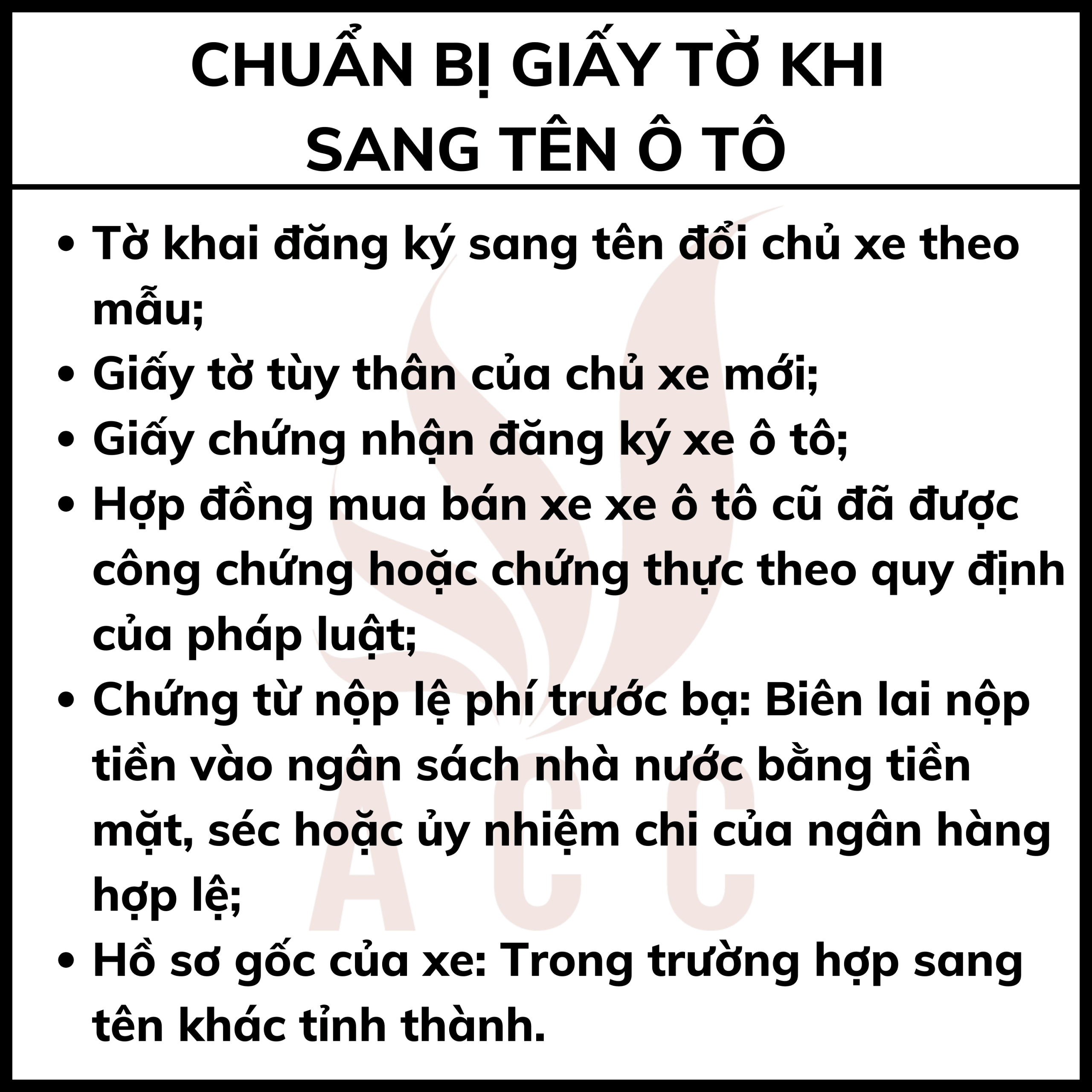 Giấy Tờ Cần Thiết Khi Sang Tên Xe ô Tô