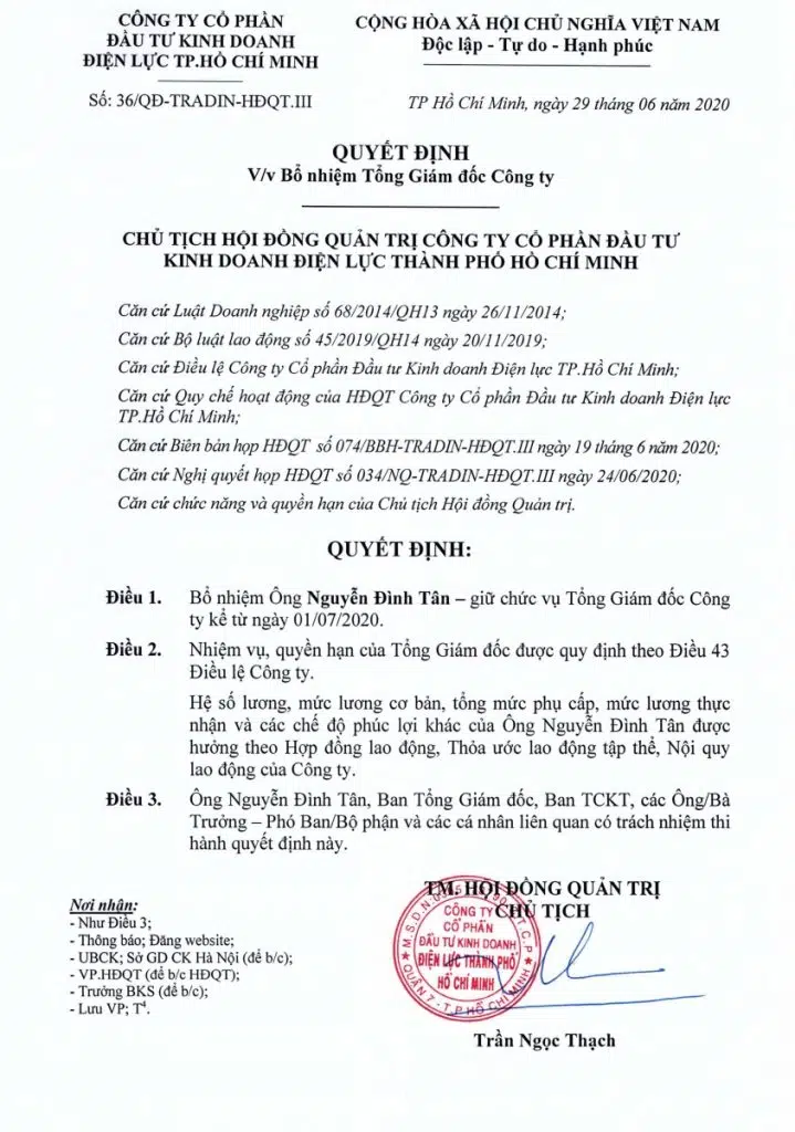 Mẫu Quyết định bổ nhiệm Giám đốc công ty cổ phần [2024]