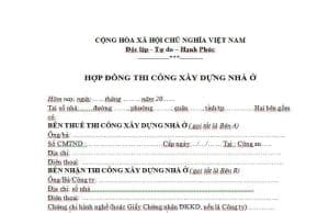 Mẫu Hợp đồng Xây Dựng Nhà ở (cập Nhật 2022)