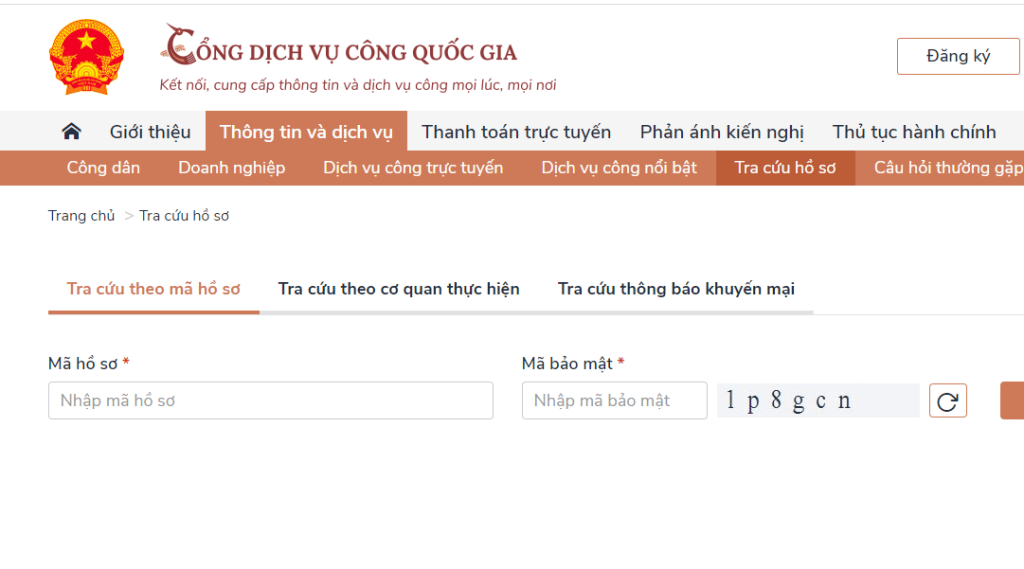 Tra Cứu Hồ Sơ Trên Cổng Dịch Vụ Công