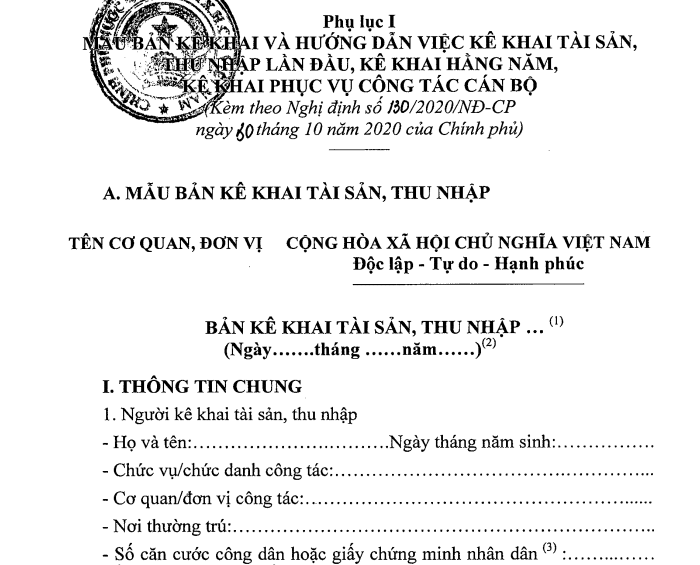 Kê Khai Tài Sản