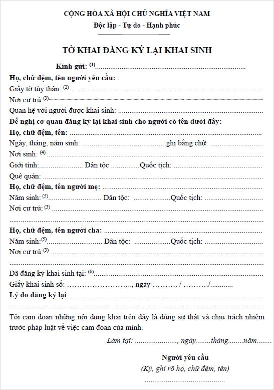 Mau To Khai Dang Ky Lai Khai Sinh Danhbavieclam Vn Pdf26133712