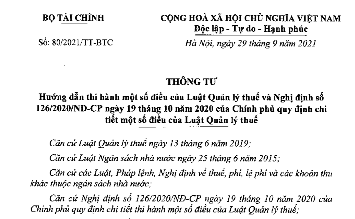 Thong Tu 80 Huong Dan Luat Quan Ly Thue