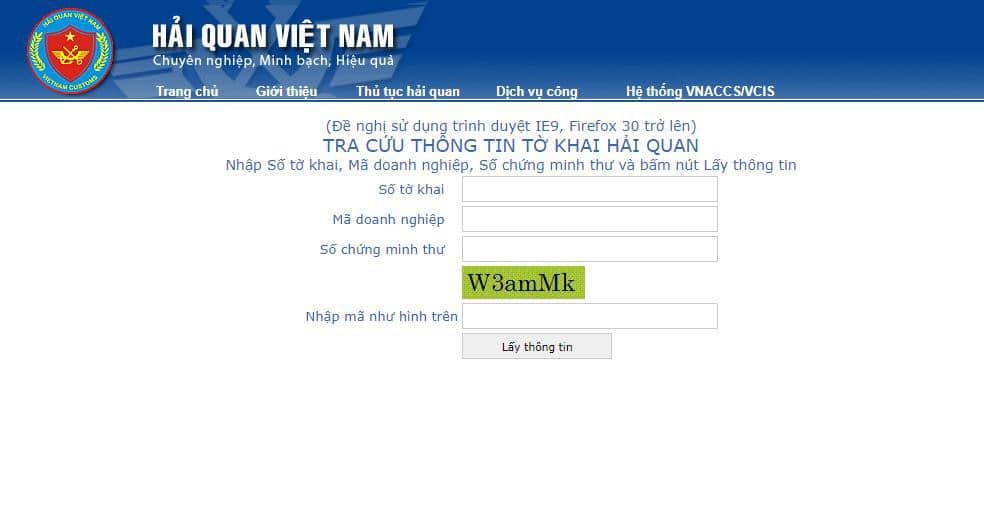 Tra Cuu Thong Tin To Khai Hai Quan