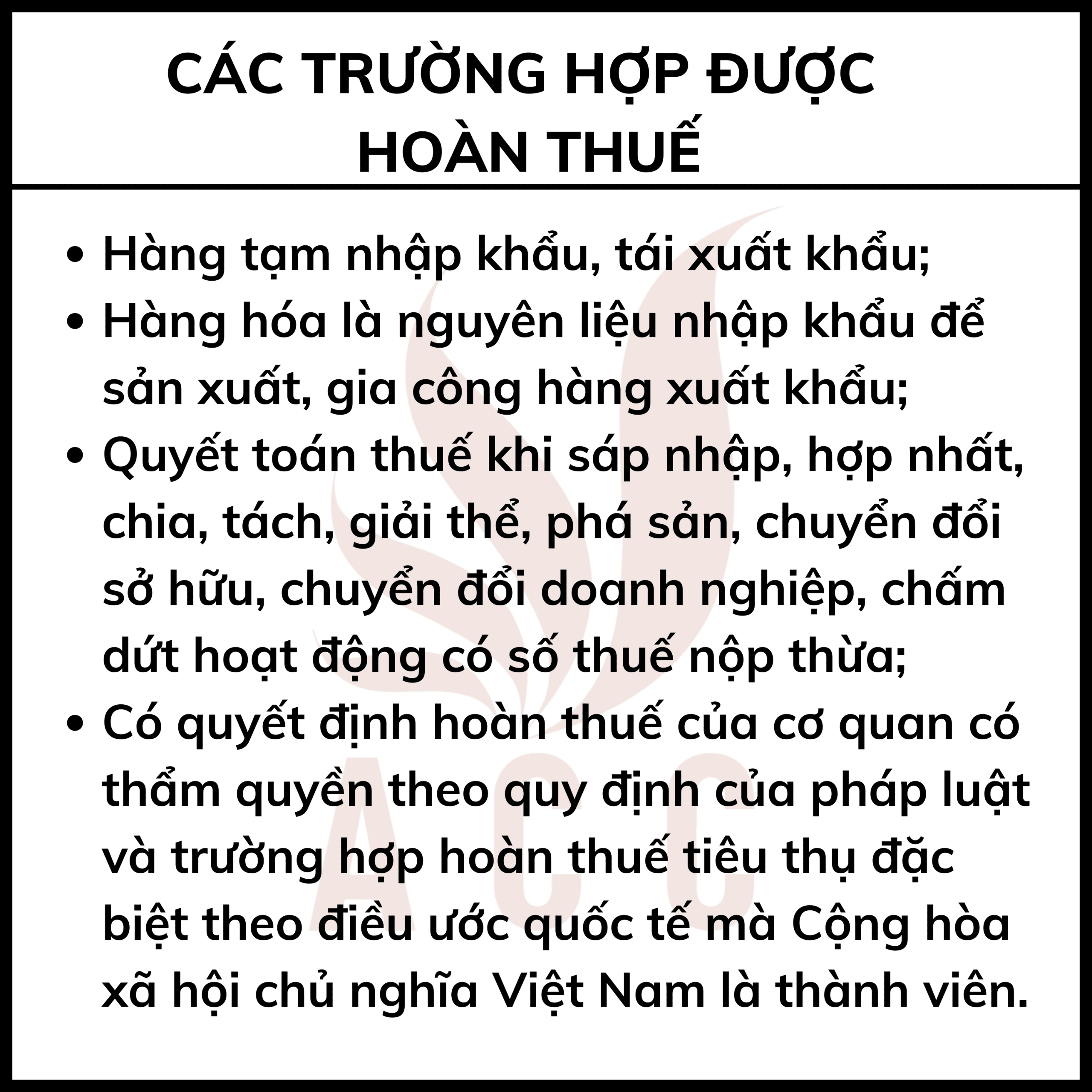 Các Trường Hợp được Hoàn Thuế