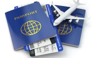 Travel Concept. Passports, Airline Tickets And Airplane.