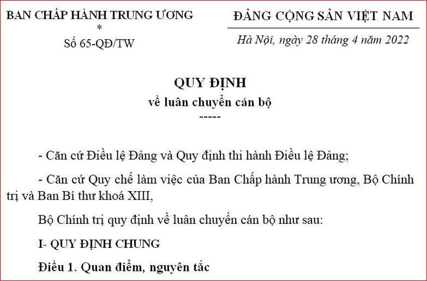 Quyết định Luân Chuyển Cán Bộ Cập Nhật Mới Nhất Năm 2022
