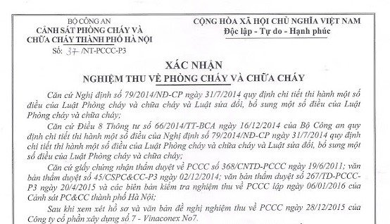 Biên Bản Nghiệm Thu Phòng Cháy Chữa Cháy